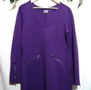 ATHLETA Long Sleeve Purple Dress L& Zipper Pockets